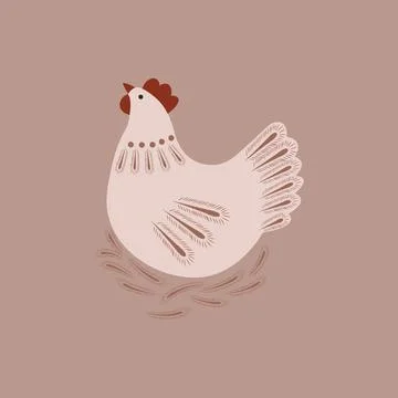 Happy easter card with hen Stock Illustration