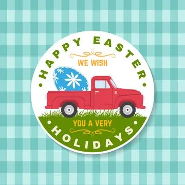 Happy Easter card holidays, badge, logo, sign, patch. Vector. Typography design Illustrazione stock