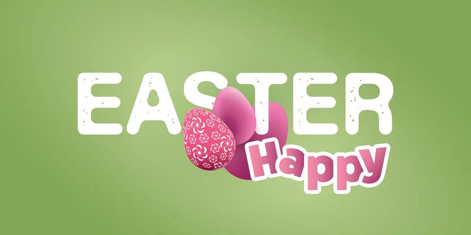 Happy Easter Card or Banner Design with Colorful Painted Easter Eggs - Wide.. Stock Illustration