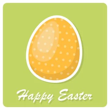 Happy Easter card. Painted yellow Easter egg. Vector illustration Stock Illustration
