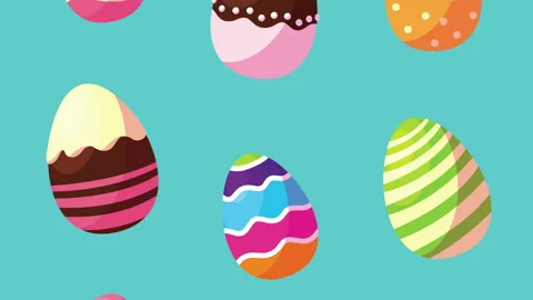 Happy easter card with pattern eggs painted Stock Footage 150174705