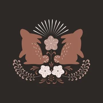 Happy easter card with rabbit Stock Illustration