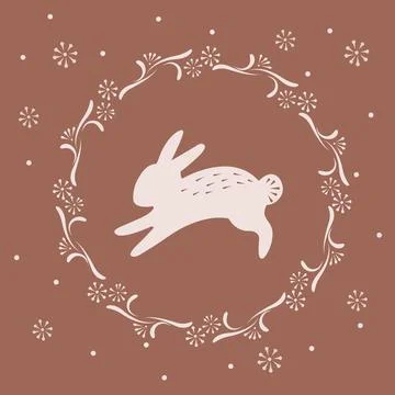Happy easter card with rabbit Stock Illustration
