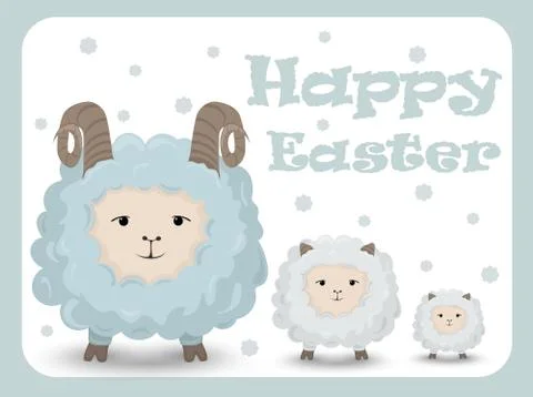Happy Easter card with sheep Vector. Holiday backgrounds Stock Illustration