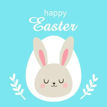 Happy Easter card. Sleeping hare and chicken egg. Vector illustration in flat Stock Illustration