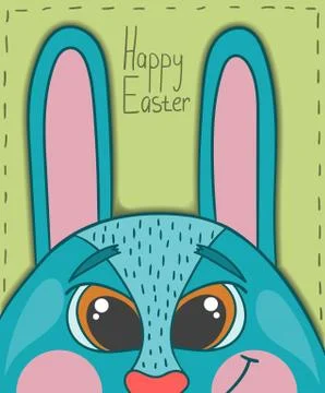 Happy Easter card with smile rabbit Stock Illustration