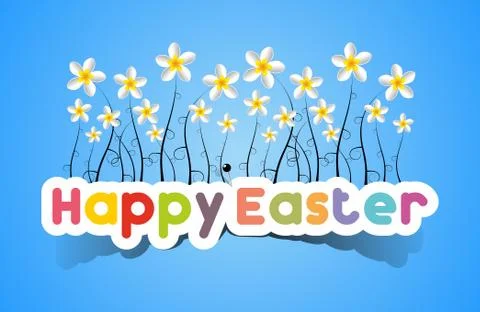 Happy Easter Card With Spring Flowers Stock Illustration
