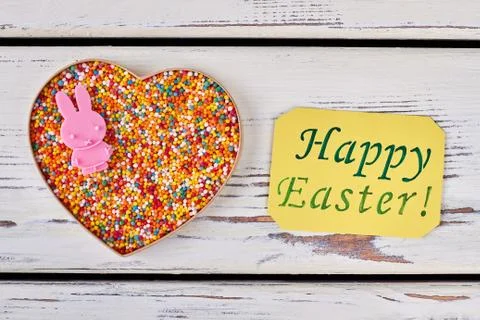 Happy Easter card, sprinkle dots. Stock Photos