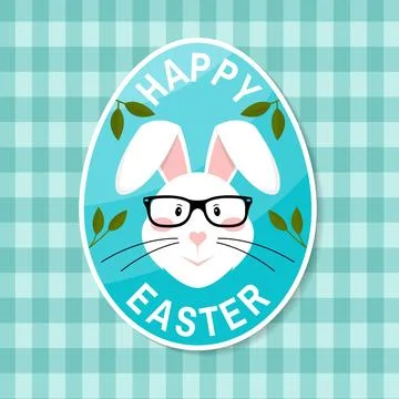 Happy Easter card, sticker, patch. Vector. Typography design with easter rabbit Illustrazione stock