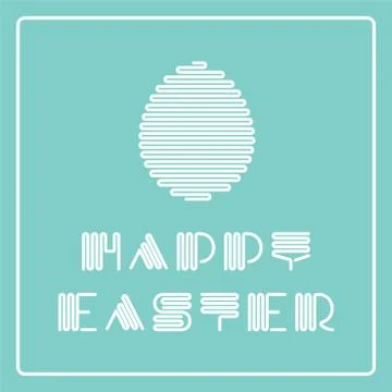 Happy easter card with striped stylish font and egg. Creative holiday frame イラスト素材