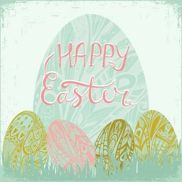 Happy easter card, vector illustration. Stock Illustration