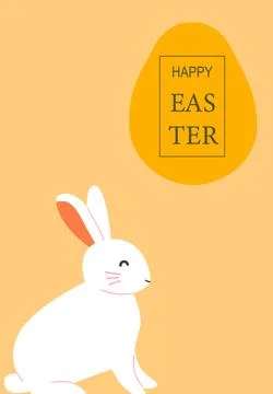 Happy easter card with white bunny and egg design Stock Illustration