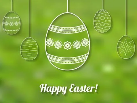 Happy Easter card with white perforated easter egg ornaments Stock Illustration