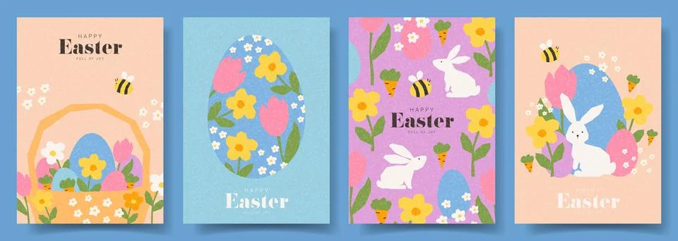 Happy Easter cards collection 스톡 일러스트