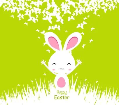 Happy easter cards illustration with easter bunny Stock Illustration