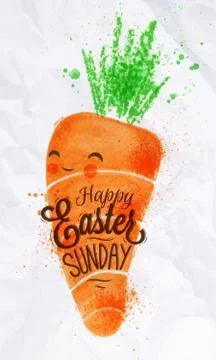 Happy easter carrot poster Stock Illustration