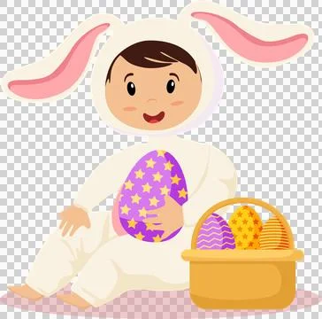 Happy Easter cartoon character icon Stock Illustration