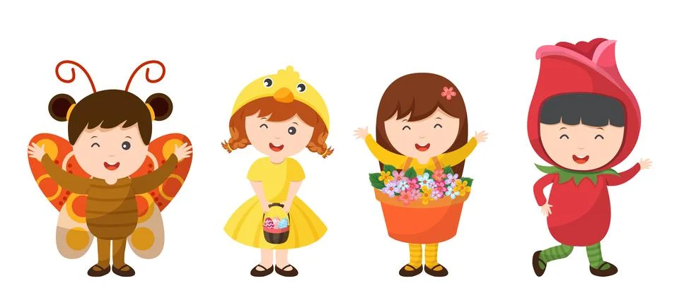 Happy Easter cartoon character set. Festival and cultural holiday concept Stock Illustration