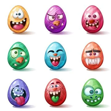 Happy easter cartoon. Set egg icon. Stock Illustration