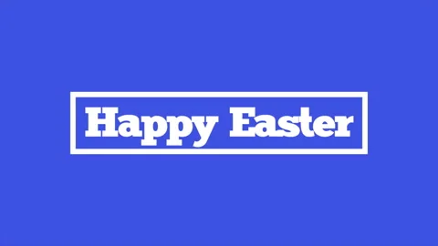 Happy Easter celebrate in style with a blue square and white lettering Stock Footage 258729464
