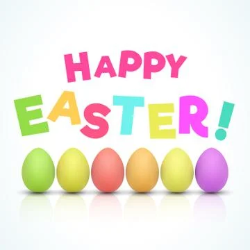 Happy Easter Celebration , Bright colored realistic vector easter eggs isolated Stock Illustration
