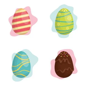 Happy easter celebration card with set eggs painted イラスト素材