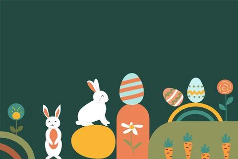 Happy easter celebration with colorful patterns and playful bunny design Stock Illustration