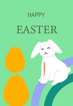Happy easter celebration design with bunny and eggs for posters and cards Stock Illustration