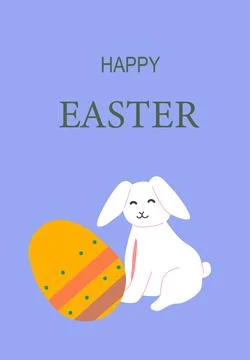 Happy easter celebration design with bunny and easter egg for poster or card use Stock Illustration