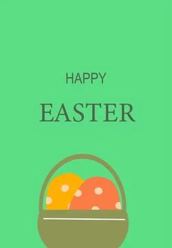 Happy easter celebration poster design with festive basket Stock Illustration