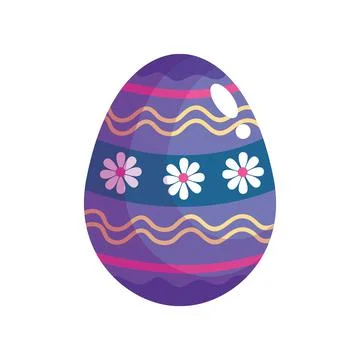 Happy easter celebration purple egg painted with flowers Stock Illustration