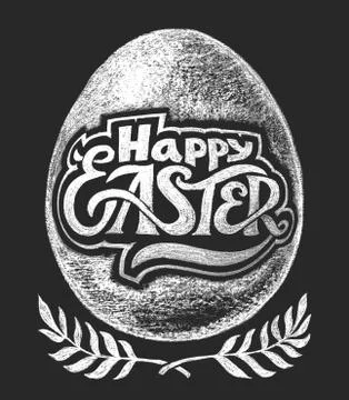 Happy Easter. Chalk Lettering Stock Illustration