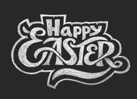 Happy Easter. Chalk Lettering 스톡 일러스트