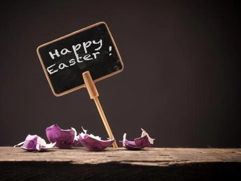 Happy Easter on a chalkboard Stock Photos
