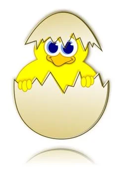 Happy easter chick in eggshell - reflection Stock-Illustration