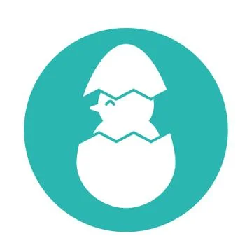Happy easter chick inside egg block style icon vector design Illustrazione stock