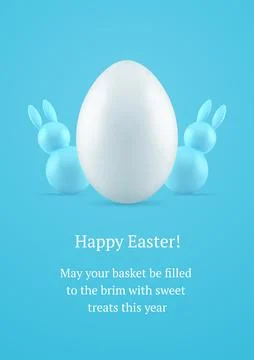 Happy Easter chicken egg bunny bauble festive 3d greeting card design templat Stock Illustration
