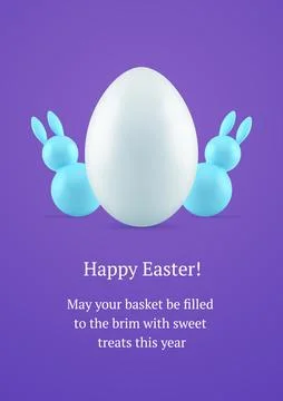Happy Easter chicken egg bunny bauble festive 3d greeting card design templ.. Stock Illustration