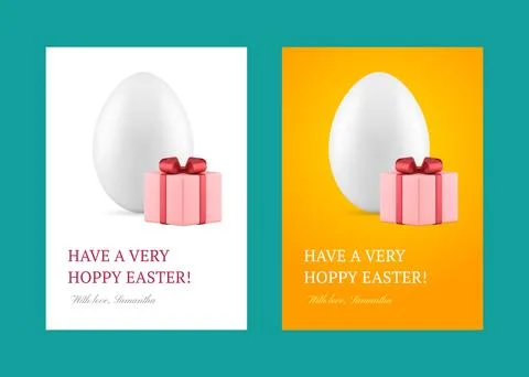 Happy Easter chicken egg gift box 3d greeting card set design template real.. Stock Illustration