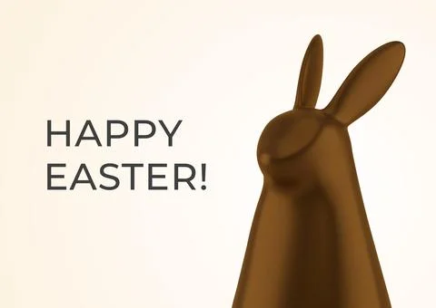 Happy Easter chocolate bunny minimal 3d horizontal greeting card design templ Stock Illustration
