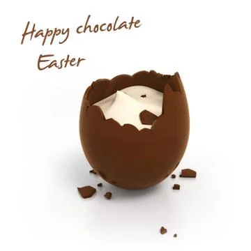 Happy easter chocolate egg with cream filling Stock Illustration
