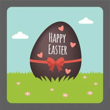 Happy Easter with chocolate egg Stock Illustration
