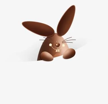Happy easter, chocolate funny bunny showing the sign isolated on white backgr Stock Illustration