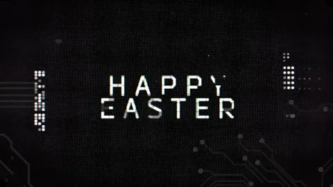 Happy easter on circuit board with electronic components on grid pattern Stock Footage 258728989