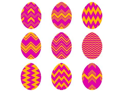 Happy Easter. Collection of Easter eggs with patterns on a white background.  イラスト素材