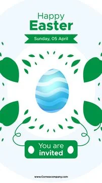 Happy Easter with color egg vertical banner Stock Illustration