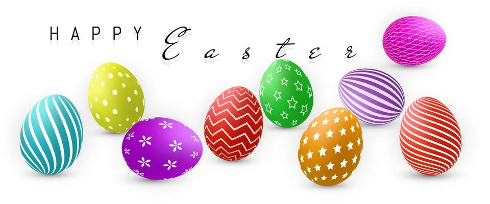 Happy Easter, Color Eggs Collection With Gradient Mesh, design template, Vect Illustrazione stock