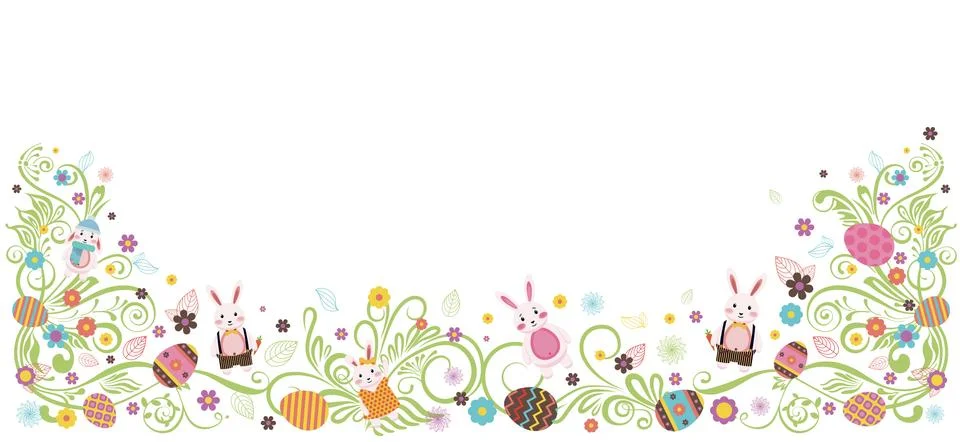 Happy Easter colored Easter eggs white background Stock Illustration