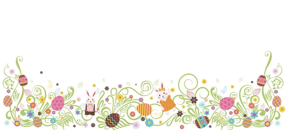 Happy Easter colored Easter eggs white background Stock Illustration