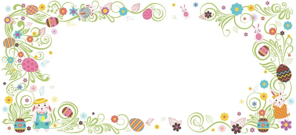 Happy Easter colored Easter eggs white background Stock Illustration